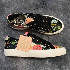 Keds x Rifle Paper Company Black Garden Party Crew Kick 75 - Size 7